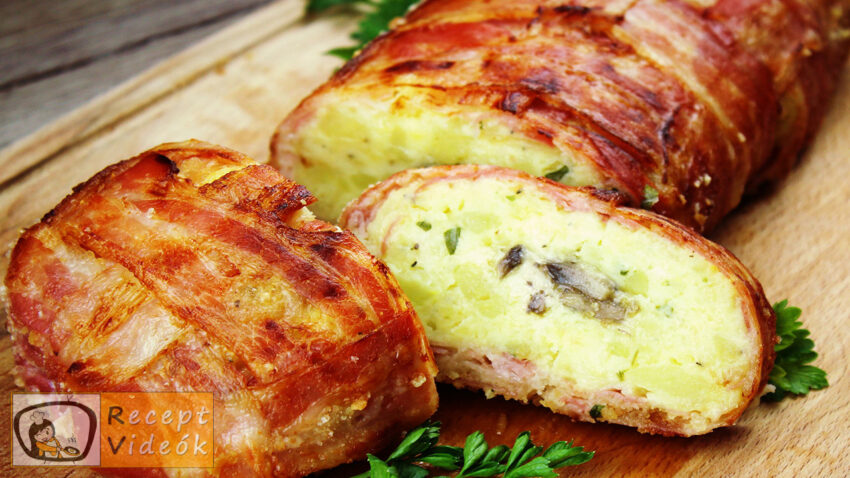 Baconbe tekert krumpli rolád recept elkészítése - Recept Videók