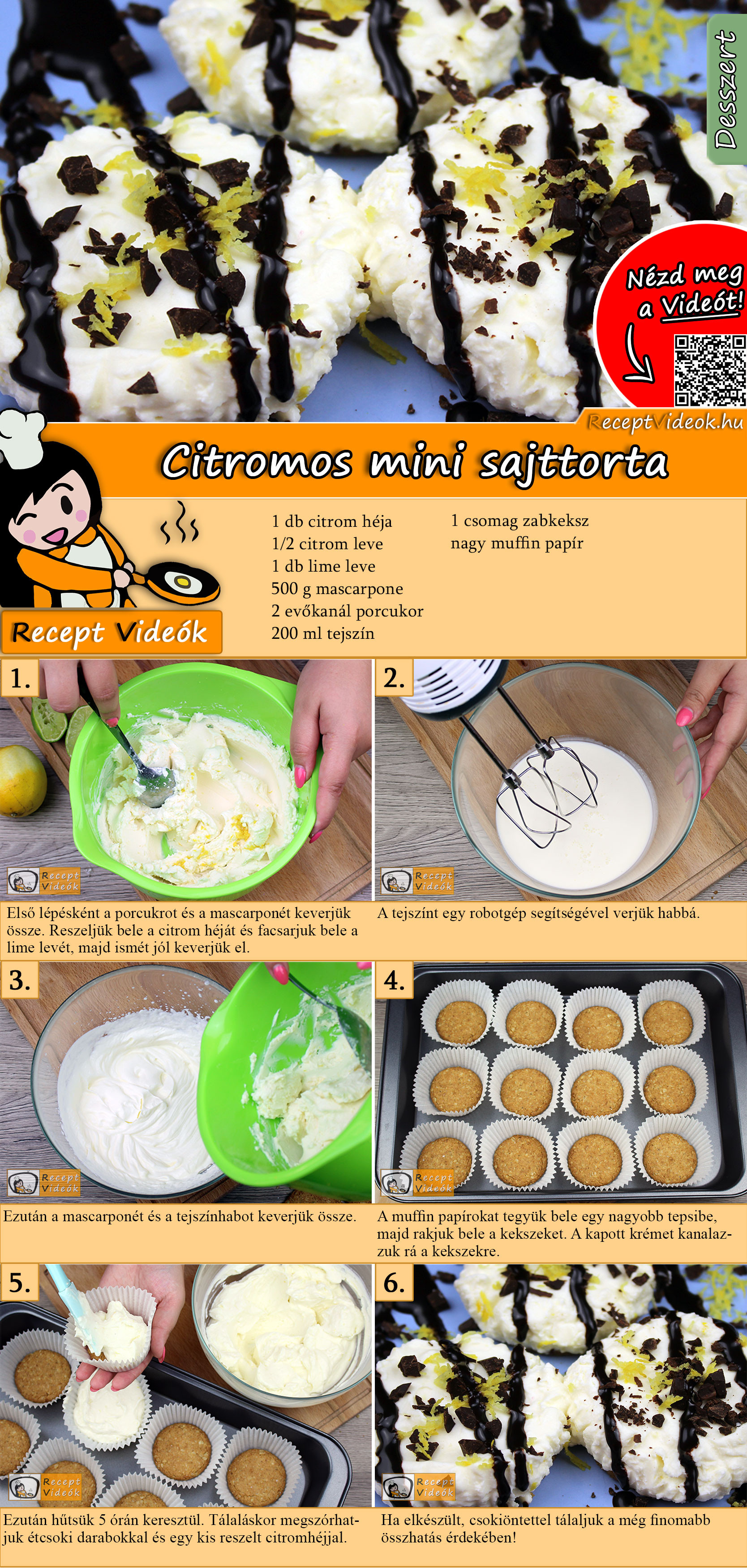 Citromos mini sajttorta recept elkészítése videóval