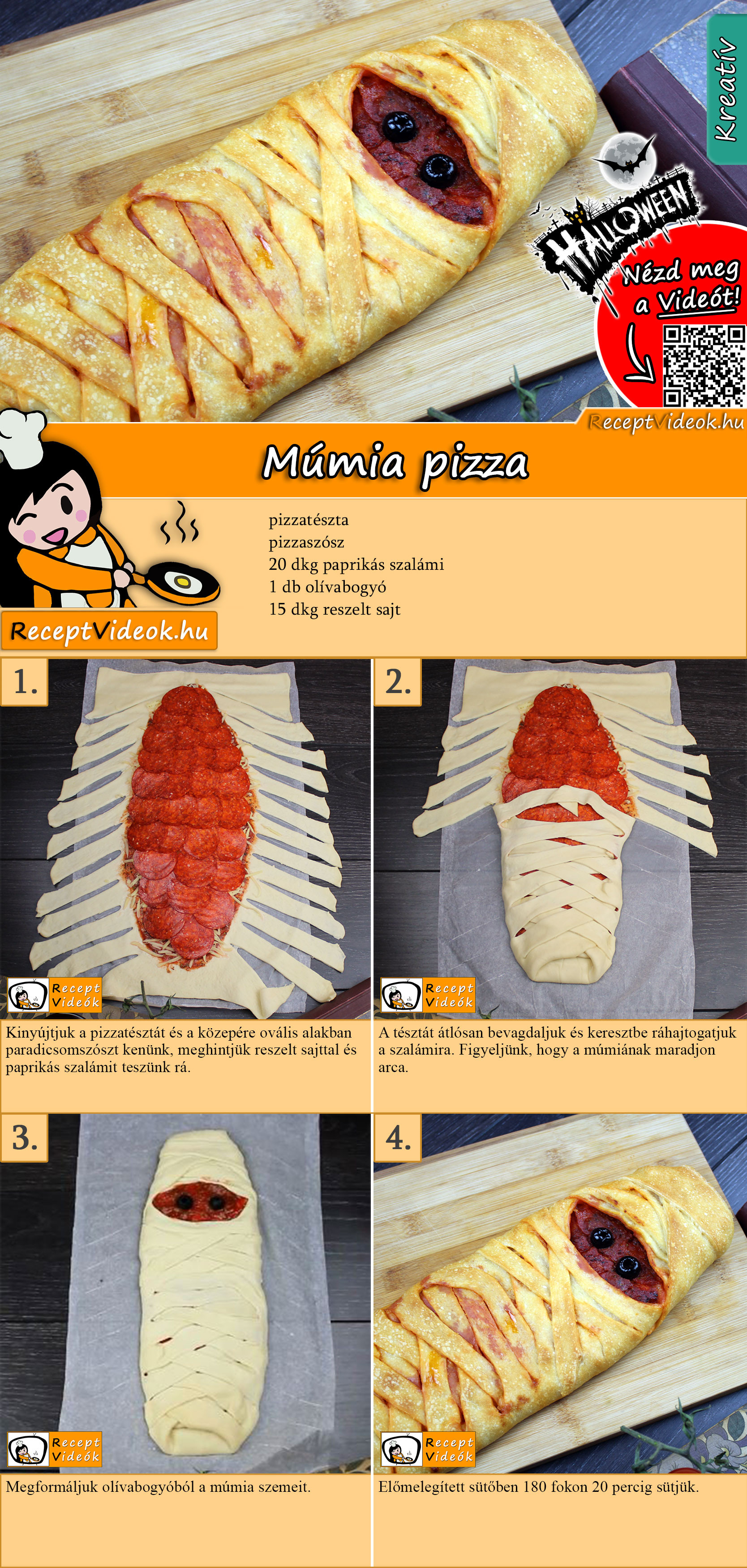 Múmia pizza recept elkészítése videóval