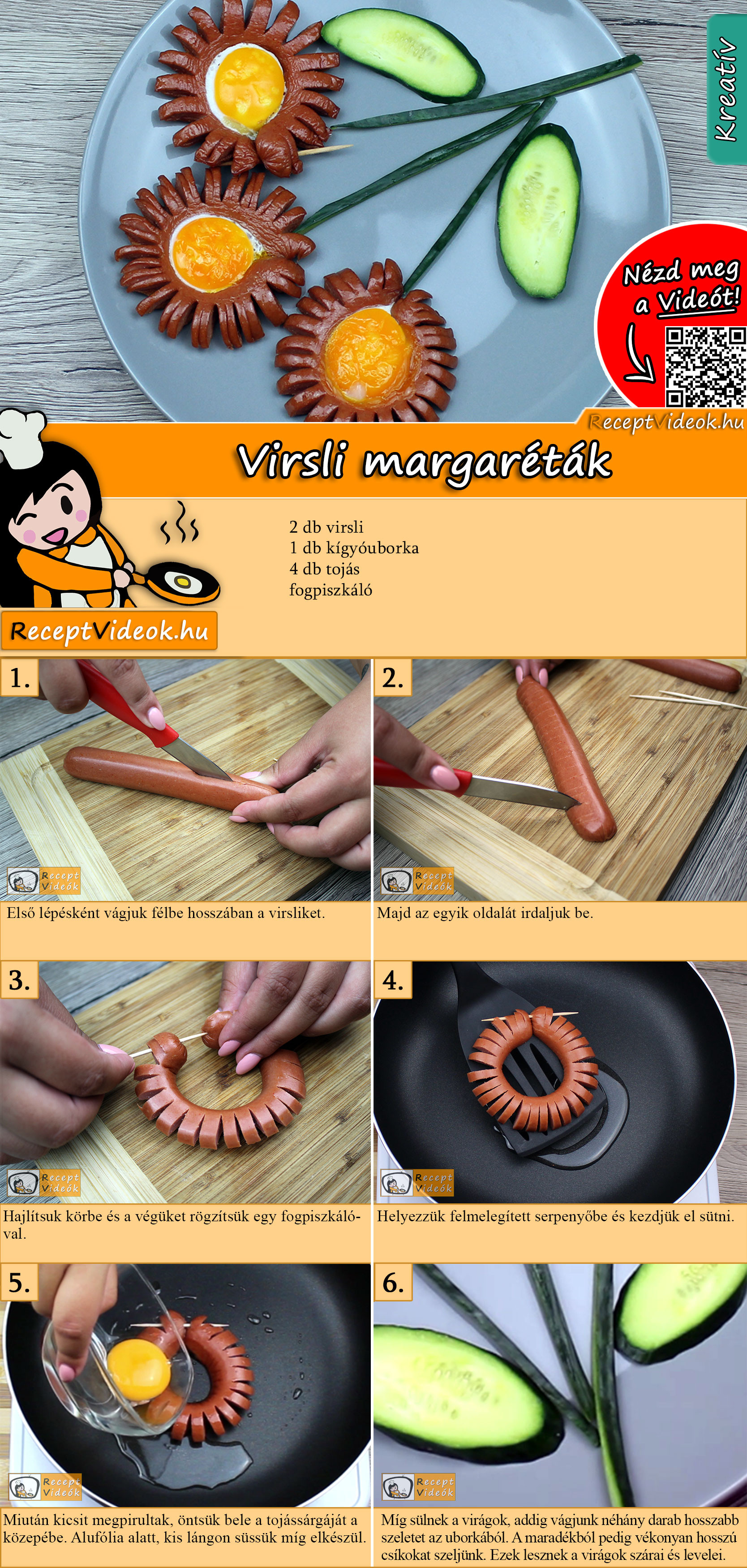 Virsli margaréták recept elkészítése videóval
