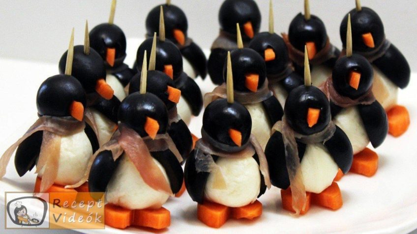 Vendégváró pingvinek mozzarellából - Recept videók