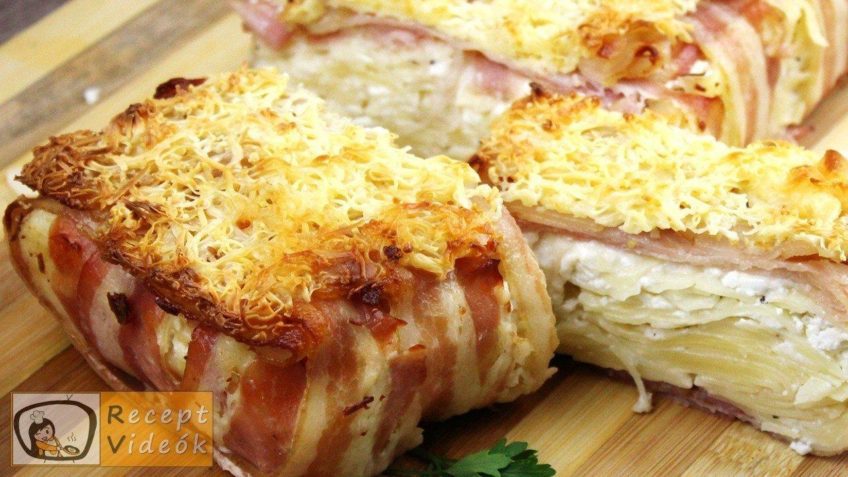 baconbe göngyölt túrós csusza recept elkészítése - Recept Videók