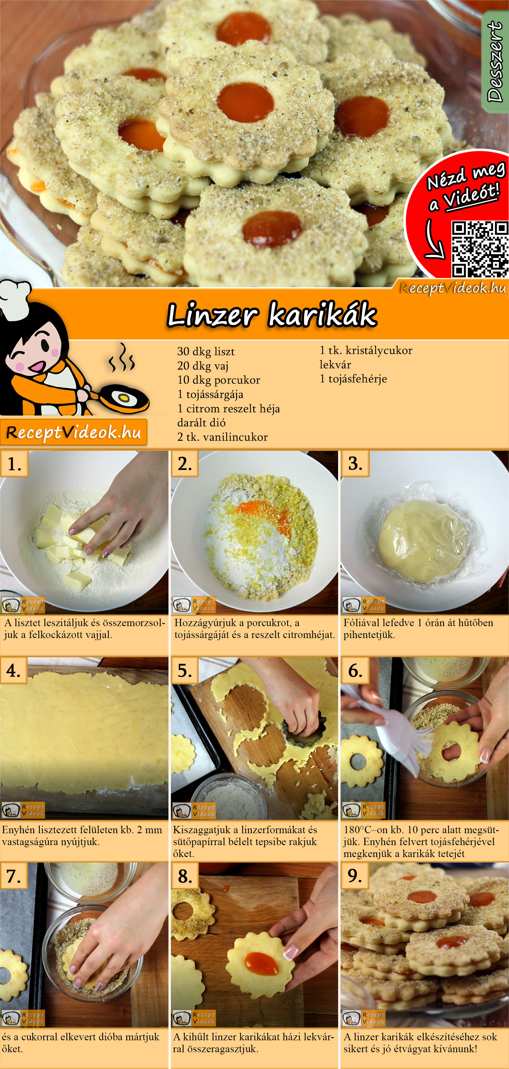 Linzer karikák recept elkészítése videóval