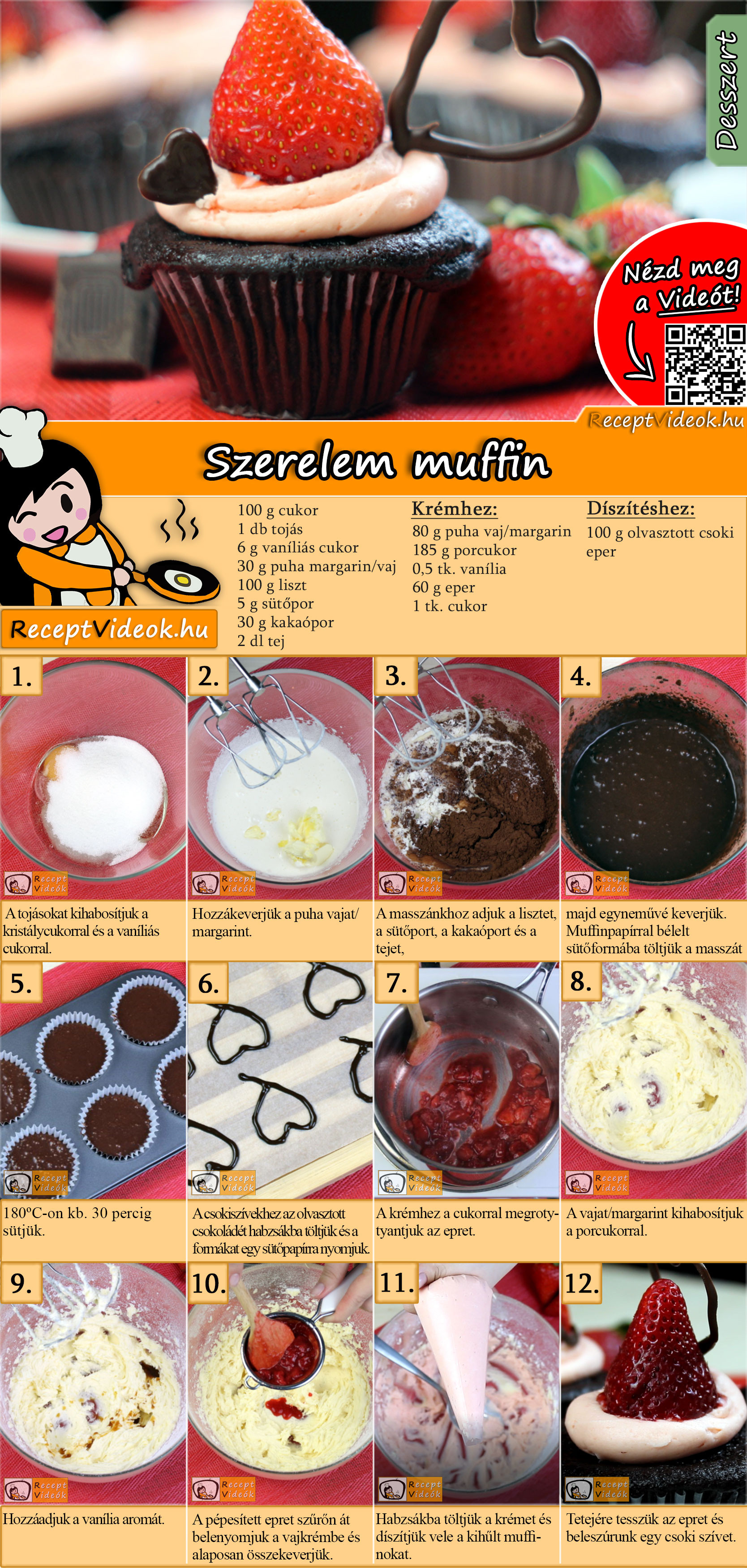 Szerelem muffin recept elkészítése videóval