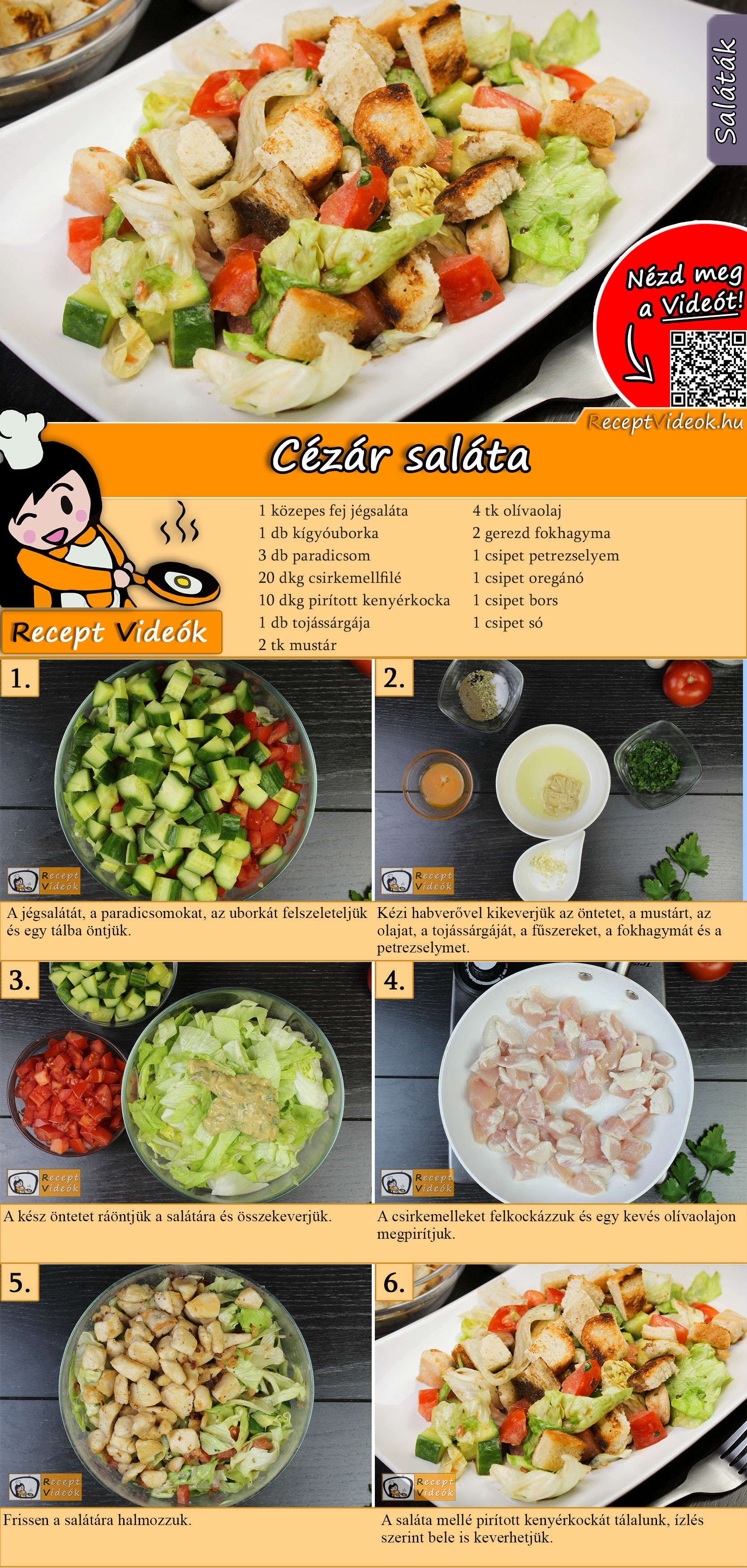 Cézár saláta recept elkészítése videóval