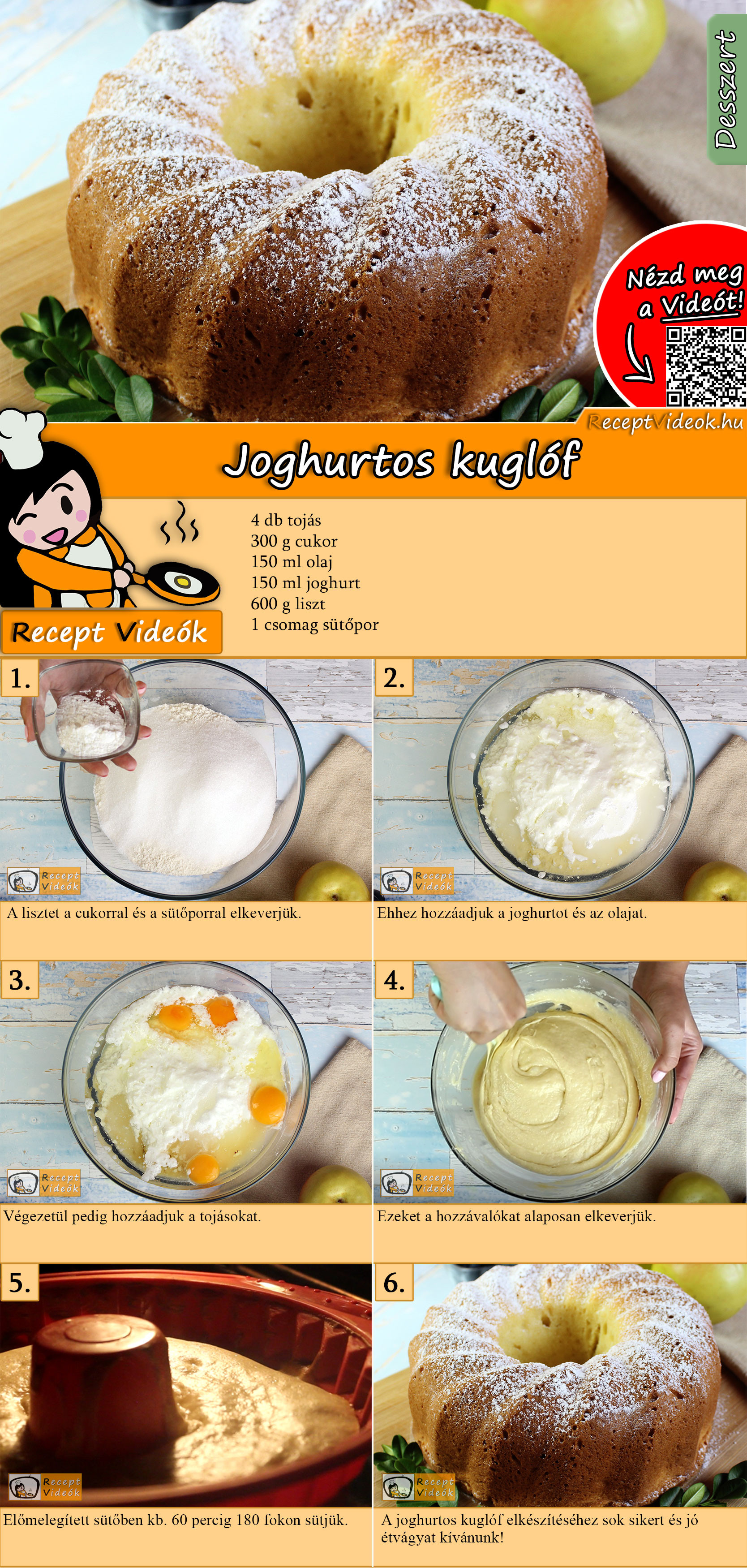 Joghurtos kuglóf recept elkészítése videóval