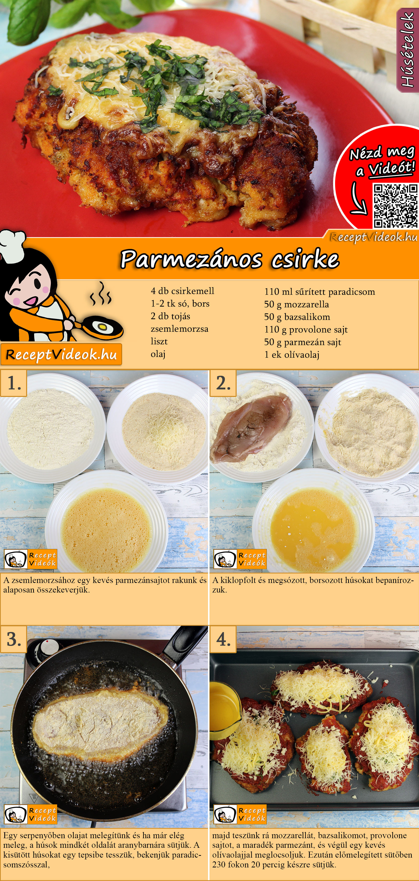 Parmezános csirke recept elkészítése videóval