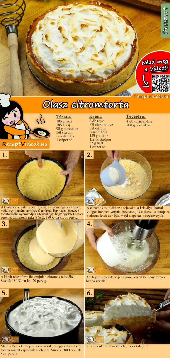 Olasz citromtorta recept elkészítése videóval