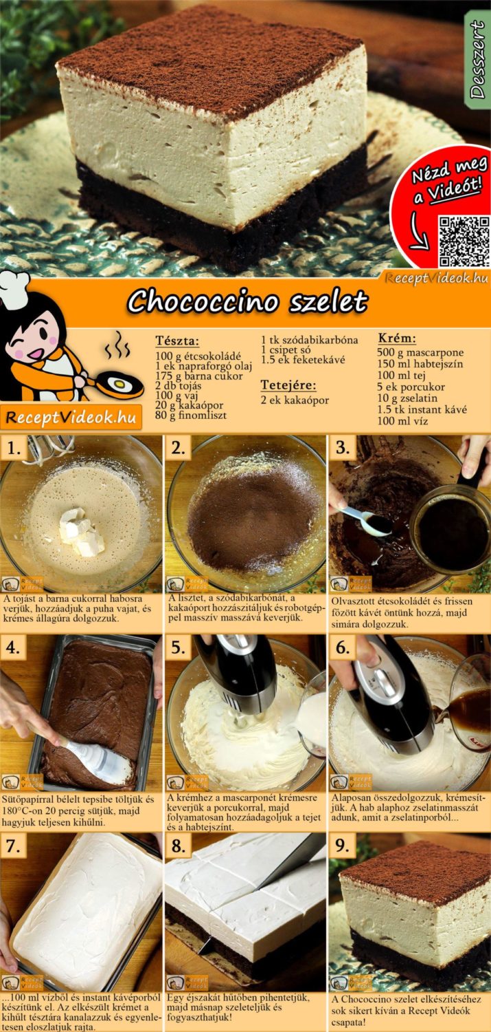 Chococcino szelet recept elkészítése videóval